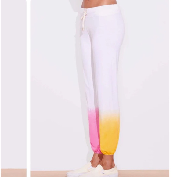 Sundry Anthropologie sweatpants pink white yellow NWT joggers Lounge - Picture 1 of 4